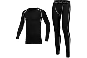Towintec Dzieci termiczne warstwa bazowa zestawy kompresyjne legginsy szybkoschnące chłopcy ciepłe rajstopy młodzieżowe dzieci atletyczny top z długim rękawem i pasujące spodnie do bielizny sport