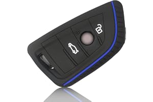 FOAMO Cover per chiave auto, compatibile con BMW 3-4 tasti (solo Keyless-Go), in silicone, colore nero e blu