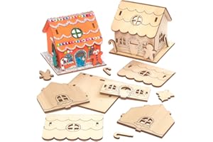 Baker Ross AX364 Portavelas De Madera Casa De Hombre De Pan De Jengibre - Paquete De 3, para Decorar Y Exhibir, Decoraciones Navideñas, Proyecto Ideal De Manualidades para Niños