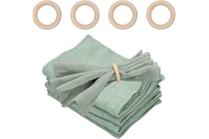 ‎RANJIMA RANJIMA Stoffservietten Grün,4er Set Leinenservietten Servietten mit Serviettenring,45x45 cm Leinen Servietten Wiederverwendbare für Küche Hochzeit Geburtstag Weihnachten Party Feiern Tischdekoration