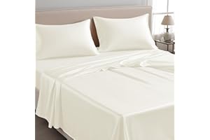 LINENWALAS Bettlaken für kleines Doppelbett, 100 % Tencel, weiche Seide, kühlendes Oberlaken, Lyocell-Bettwäsche, perfekt für Haar und Haut, 533 x 64 cm (Elfenbein, kleines Doppelbett)