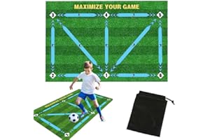 Hojalis Football Footstep Training Mat, Non-Slip Shock Soccer Mastery Mats, Football Skills Mat, Soccer Trainer Dribble Silent Auxiliary Props for Kids Adults