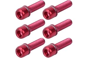Alupre M5x18mm Bicycle Stem Screw Bolt with Spacer Titanium Alloy Bike Steering Handlebar Part(red)