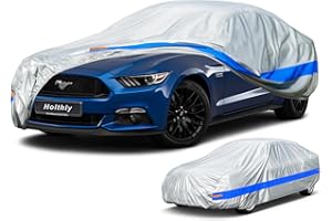Holthly Funda Coche Exterior Impermeable, Cubre Coche de 10 Capas, Cubierta Coche Protector de Sol y Polvo, Capa para Carro Apto para Audi A4 A5, BMW Serie 3, Mercedes Clase C, VW Passat,etc. 3XL-0