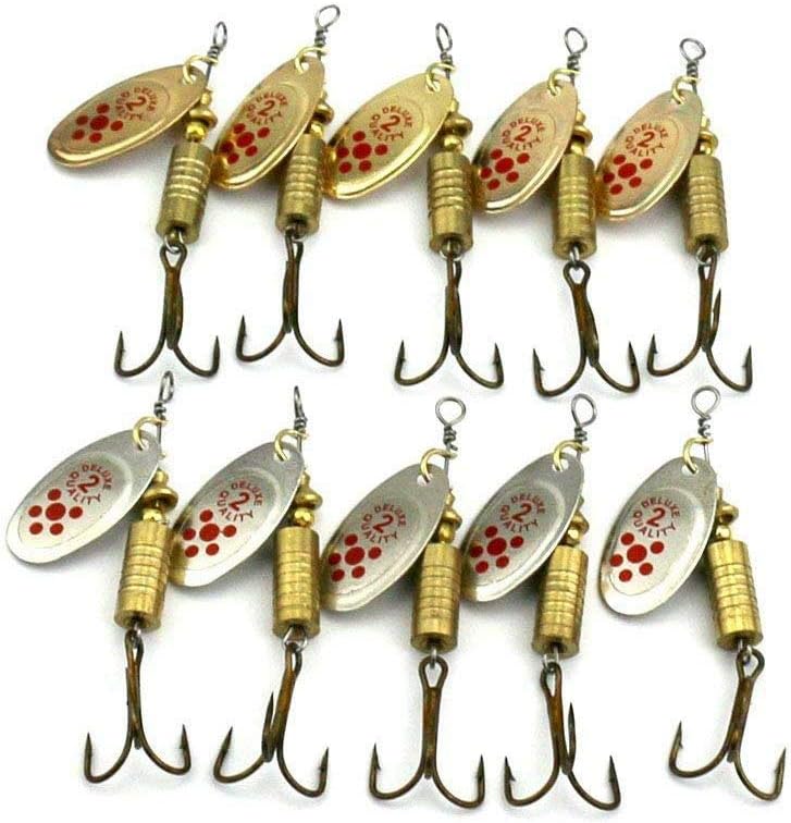 Cebo de pesca de 10 cucharas con cuchillas de 10 x 7 g, arrastre giratorio potente y cebo Barracuda trucha lubina