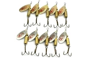 COURTI 10 Pièces Leurre Pêche à Cuillères avec Une Lame De 10 x 7 G Tourner Fort Le Remorquage Et Leurre Brochet Truite Basse