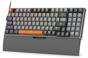 Redragon K648 90% przewodowa aluminiowa klawiatura do gier RGB, 94 klawisze, taktyczna klawiatura mechaniczna z gniazdem Hot-Swap, solidna metalowa płyta, wbudowane pianki pochłaniające hałas i wsparcie nadgarstka, cichy czerwony przełącznik