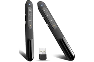 OMYPOTT 2PCS Presentation Powerpoint Clicker, 2.4G Hz Wireless Remote Presenter with Hyperlink & Volume Remote Control PowerPoint Office Presentation Clicker for Keynote/PPT/Mac/PC/Laptop