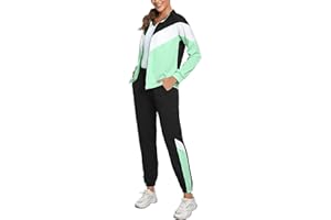 Marvmys Tuta Donna Completa Sportiva Set Leggero Maniche lunghe Colore Contrasto Autunno Invernale Sportivi