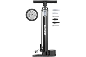 Hycline Bike Pump, Bicycle Floor Pump for Bike Tyres, 150 PSI High Pressure Bike Pumps with Presta and Schrader Valve for Road Bike Tyres, Balls, Balloons, Air Cushion