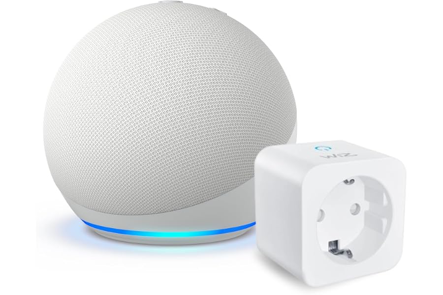 Echo Dot (Neueste Generation), Weiß + WiZ Smart Plug (Typ F), Sprachgesteuertes Smart-Home-Set, mit Alexa+ Early Access
