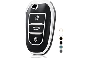 OFF WE GO Custodia Chiave Guscio Auto Copertina Chiave Macchina per Peugeot 208 308 408 508 307 2008 3008 5008 Citroen C3 C4 C5 DS3 DS5 DS7 Guscio Cover Portachiavi Telecomando Cancello, Argento Nero