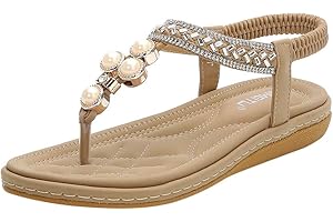 Susenstone Sandales Femmes Plates, Chaussures Boheme ÉTé Nu Pieds à Talons Plates à Bouts Ouverts Plage Semelle Confortables Grand Taille Vintage Romaines 2019 Noir Beige Bleu