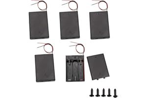 JustYit 5Pcs 3 AA Battery Holder with Switch and Cover Battery Storage Box 3X1.5V 4.5V Battery Holder with Leads Battery Storage Case