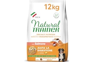 Natural Trainer Sensitive No Gluten Cibo per Cani Adulti con Salmone e cereali integrali - 12kg