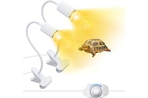 WPQIUZS 2 Stück Schildkröte Wärmelampe mit 240CM Kabel UVA UVB Reptilien Heizlampe Terrarium Lampe mit Dimmschalter Wärmespotlampe für Aquarium Wärmelampe Terrarium mit 360°Flexibel Clip(Keine Glühbirne)
