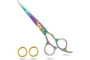 Nixcer Hair Cutting Scissors -Sharp Razor Edge Blade Hair Shears Series - 6.5" with Fine Adjustment – Stainless Steel Hair Scissors Professional for Men, Women & Babies (Rainbow)