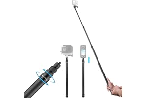 KoveYzao 56-295CM Ausziehbarer Selfie-Stick, Unsichtbarer Kohlefaser-Verlängerungsstab, mit 1/4-Zoll-Kamera- und Stativgewinde, mit Sicherem Drehverschluss, für Insta 360 und Action-Kameras