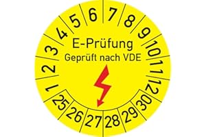 ROSENBAUM OFFSETDRUCK Elektro-Prüfung Geprüft nach VDE Prüfplakette, 100 Stück, in verschiedenen Größen, Prüfetikett Prüfsiegel Plakette Elektroprüfung (30 mm Ø)