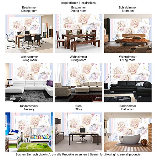 Vlies Fototapete PREMIUM PLUS Wand Foto Tapete Wand Bild Vliestapete – Kindertapete Cartoon Winnie Pooh Ferkel Tigger Herzen Liebe – no. 2343, Größe: 368 x 254 cm Vlies - 6