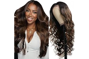 Weeybay Parrucca Donna Capelli Veri Umani Body Wave 4X4 Human Hair Wig 150% Density P4/30 Highlight Free Part Glueless Real Unprocessed Virgin Hair Parrucche 28 Inch