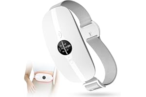 HZD Coussin Chauffant Menstruel,Ceinture Chauffante Ventre Coussin de Massage Chauffant,3 Niveaux de Température 3 Modes de Massage pour Soulage les Douleurs Abdominales Menstruelles (Blanc)