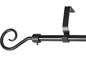 GARDINIA Asta per Tende Hook, Set Completo, Materiale di Fissaggio Incluso, Metallo, Lunghezza 130-240 cm, Nero