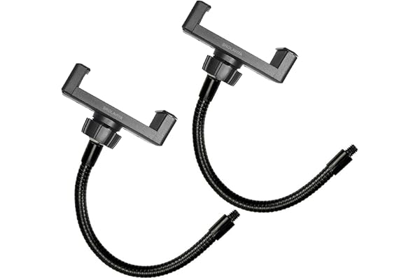 BROLAVIYA 2 Pcs Flexible Hose Mobile Phone Gooseneck Clip with 1/4 Male Thread Compatible with LED Ring Light and Smart Phones