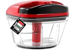 ‎GEEDEL Geedel Zwiebelschneider, Zwiebel Zerkleinerer mit Seilzug, Gemüseschneider Zerkleinerer Manuell mit Edelstahlklingen, Multizerkleinerer Zwiebelhacker für Gemüse, Obst, Zwiebeln, Nüsse, Knoblauch 200ML