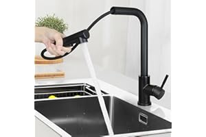 Mursche Kran kuchenny armatura kuchenna czarna – wysuwana armatura zlewozmywakowa z wylewką, bateria mieszakowa, obracana o 360°, z 2 rodzajami strumienia, kran kuchenny, stal nierdzewna, matowa