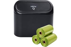 HUTVD Pattumiera per Auto, Pattumiera da Auto con Coperchio Pattumiera Auto con 3 Rotoli Sacchetti per Rifiuti Contenitore da Appendere Accessori per Auto Scatola Portaoggetti per Auto, Nero