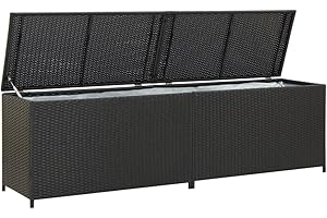 vidaXL Gartenbox Auflagenbox Kissenbox Kiste Gartentruhe Truhe Box Aufbewahrungsbox Auflagenkiste Garten Poly Rattan 200x50x60cm Schwarz