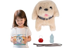YELKOEYN Roboter Hund Spielzeug - Kuscheltier Hund Mit Leine der Läuft und Belltschwanzwedelnd und Geräuschgebend, Golden Retriever Roboter Welpen Puppy Dog für Kinder (B)