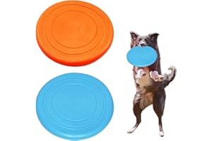 TOUMETT 2 Pcs Dog Frisbee Toy,Rubber Floating Flying Discs,Indestructible Outdoor Toys,Soft Set,Floatable,7 Inch for Stimulate Fun,Training Exercise Desire to Chase,Interactive for Pet Chew Beach for Play