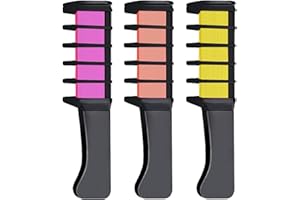 HOME HARBOR 3 Pezzi Gessetto per Capelli Lavabile Temporaneo Tinture per Feste, Halloween, Cosplay e Festival,Pettine Lavabile di Gesso Temporaneo set