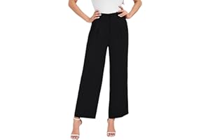 Oyamiki Wide Leg Trousers for Women UK Casual Elasticated Waist Summer Elegant Business Work Palazzo Pants with Pockets