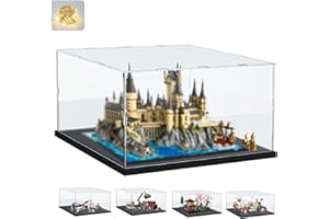 ELEPURE Addensato Teca Plexiglass Acrilico Vetrina Espositiva per Lego 76419 Castello e parco di Hogwarts per 10315 75402 60472 Collezionismo, Vetrinetta Trasparente Scatola con Led, Interno Nero 40x30x25cm