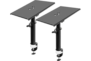 OUUTMEE 2 soportes para altavoces de escritorio, altura e inclinación ajustables (ángulo de 0 a 12 °) para altavoces de estantería, portátiles y proyectores