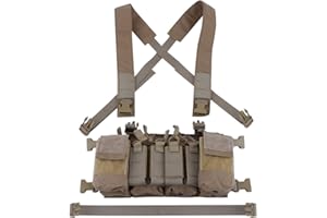 OAREA Harnais réglable en X pour Gilet de Torse avec 5,56 Pochettes de Fusil de 9 mm pour Airsoft Shooting Wargame Paintball