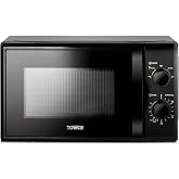 Tower T24034BLK 20 Litre 700W Manual Microwave with 5 Power Levels and a 35 Minute Timer - Microwave Black