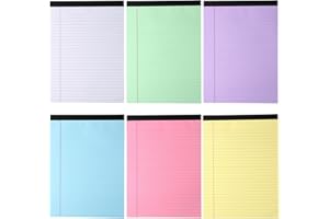 heavenlife 6 Pezzi Legal Pad A4, Blocco Note Legale 8.5" x 11.65", Blocchi Fogli a Righe, Carta a Righe Colorata, Quaderno a Righe per Ufficio, Casa, Scuola (50 Fogli/Blocco)