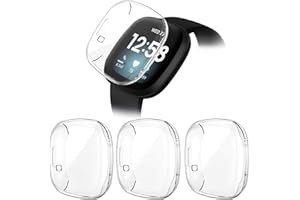 ‎CAVN CAVN Hülle Kompatibel mit Fitbit Sense/Versa 3 Schutzhülle Schutzfolie [3-Stück], Flexibles TPU Vollschutz Display Schutz Schutzhülle Full Coverage Stoßfestes Displayschutz Hülle für Sense/Versa 3
