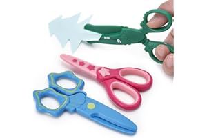 DEALKITS Tijeras de seguridad para niños, 3 unidades, tijeras de papel, tijeras para manualidades, preescolar, guardería, tijeras para principiantes, hoja de plástico, manualidades para niños a partir de 2