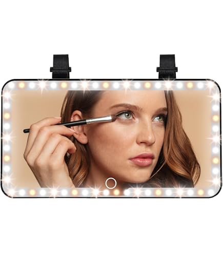 Lot De 2 Miroirs De Maquillage Pour Voiture - Autocollants HD 110x65 Mm, Fixation Pare-soleil - 10