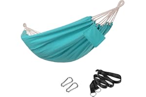 ‎SONGMICS SONGMICS Hamak, 210 x 150 cm, Podwójny, Obciążenie 300 kg, Do Ogrodu, Tarasu, Balkonu, Aktywności Na Świeżym Powietrzu, Kempingu, Z Torbą, Pasami Mocującymi i Karabińczykami