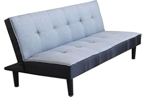 MILANI HOME S.R.L.S. Divano Letto Stile Moderno Di Design Contemporaneo Trapuntato Grigio Per Salotto Casa Hotel Albergo, Stile Moderno, 3 Posti Struttura Metallo E Legno, D. 180x86x78 / Dl. 180x105x38