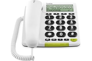 Doro PhoneEasy 312CS - Teléfono fijo digital (pantalla LCD, manos libres, identificador de llamadas), blanco