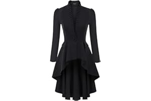 SCARLET DARKNESS Mujer Chaqueta Vintage de Manga Larga Abullonada con Cuello Plisado