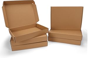 HORLIMER 33x25,4x5,1 cm Cajas de Carton con Tapa para Envios de Paquete, 6 Pack, Cajitas de Papel Kraft para Regalo o Embalaje, Marrón