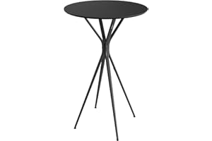 VASAGLE Tavolino da Bar, Tavolino da Cucina, Tavolo Alto Rotondo, Struttura in Metallo, 60 x 60 x 105 cm, per Soggiorno, Moderno, Montaggio Facile, Nero Inchiostro e Nero Opaco LBT024B01